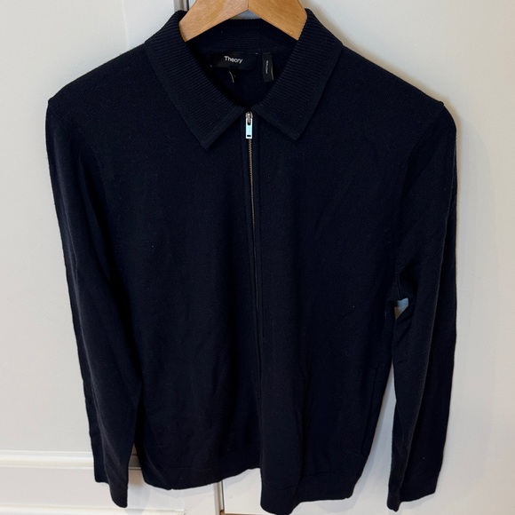 Theory Men's Zip-Up Navy woolSweater